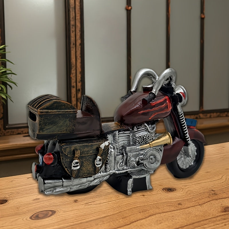 Tirelire moto vintage en résine, grosse cylindrée