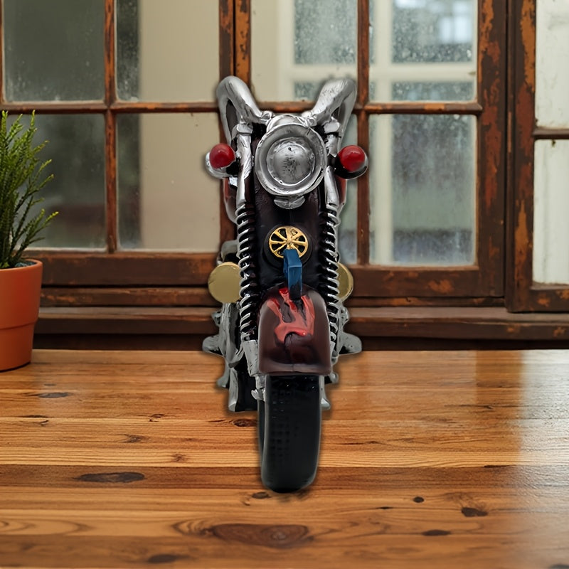Tirelire moto vintage en résine, grosse cylindrée