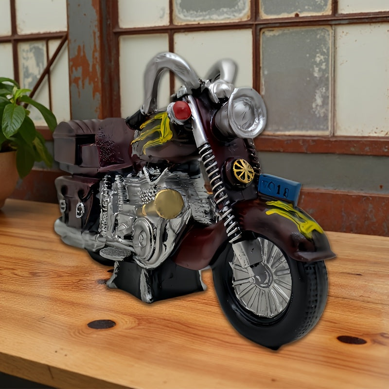 Tirelire moto vintage en résine, grosse cylindrée