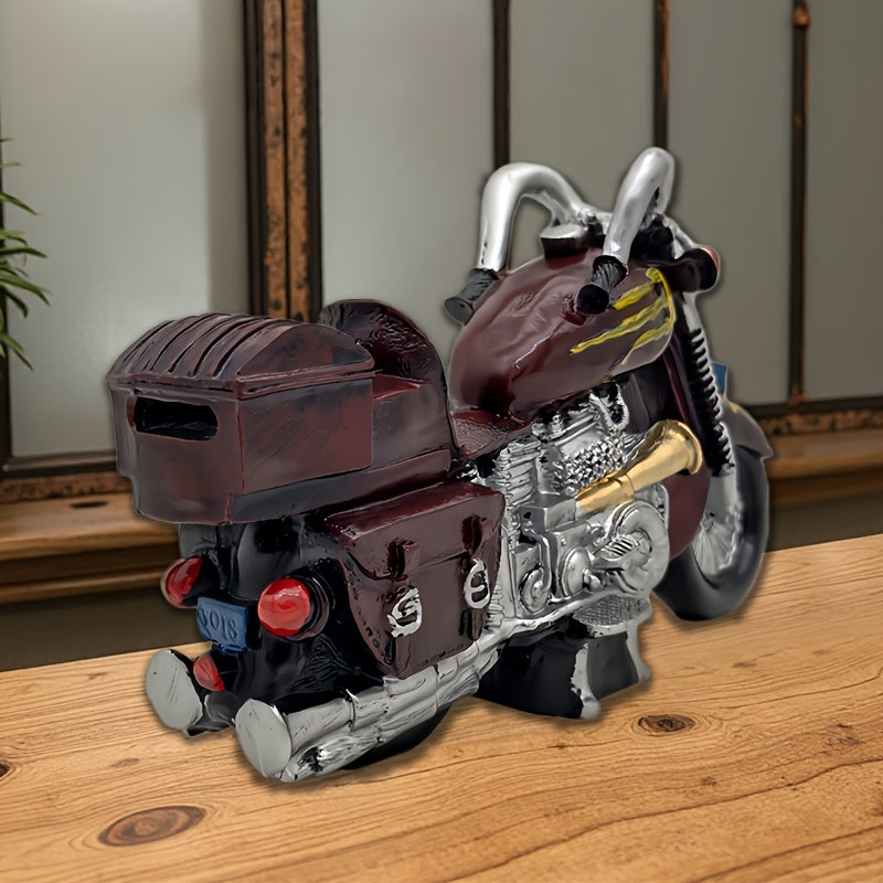 Tirelire moto vintage en résine, grosse cylindrée