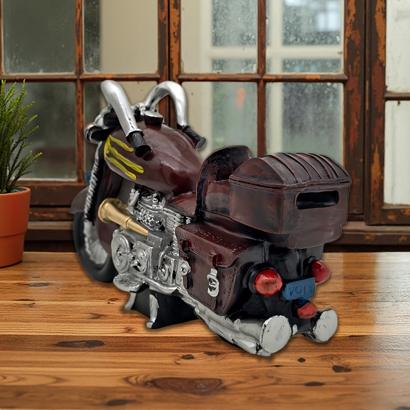 Tirelire moto vintage en résine, grosse cylindrée