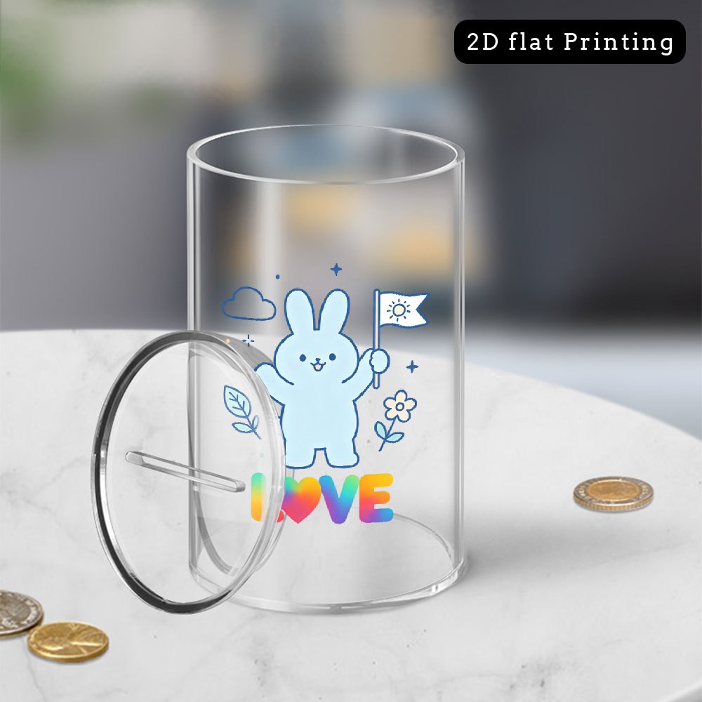 Tirelire cylindre en acrylique transparent — Couvercle amovible
