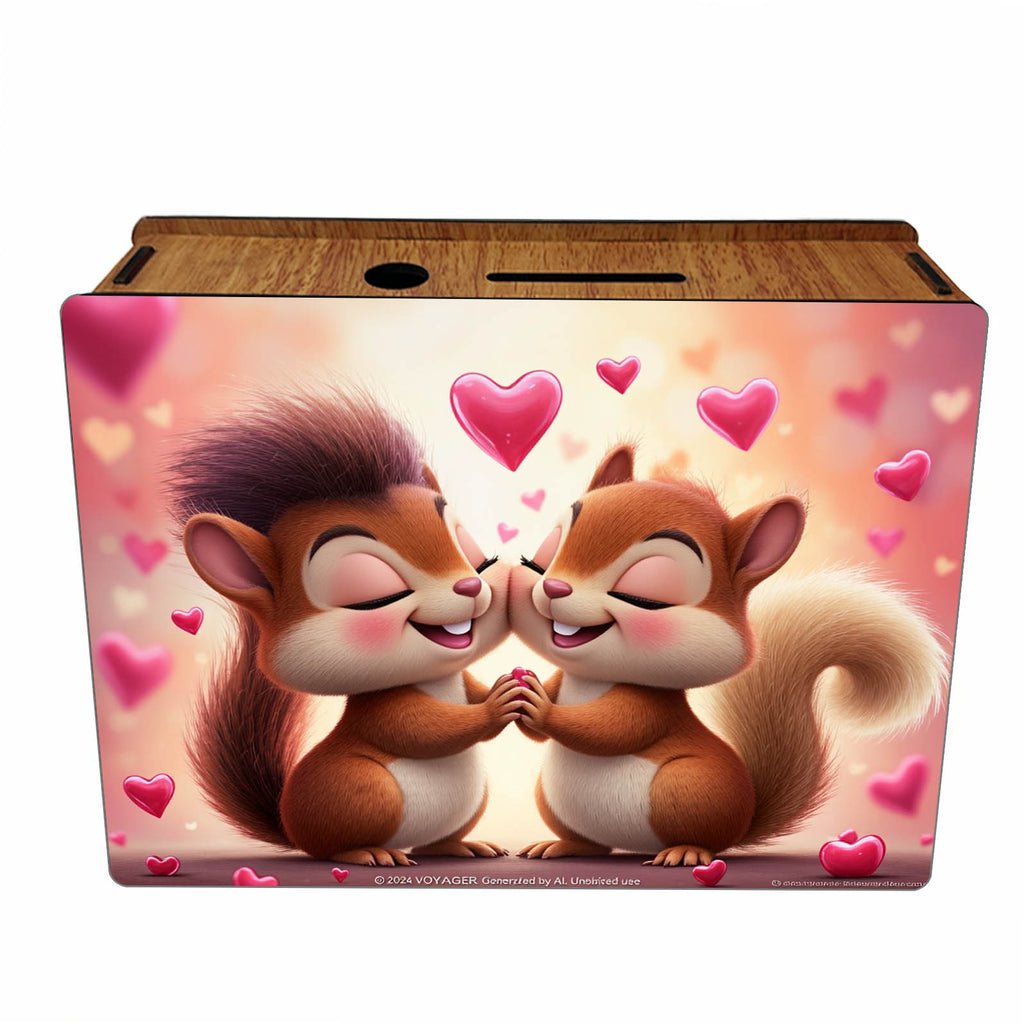 Tirelire écureuils amoureux, coffret bois