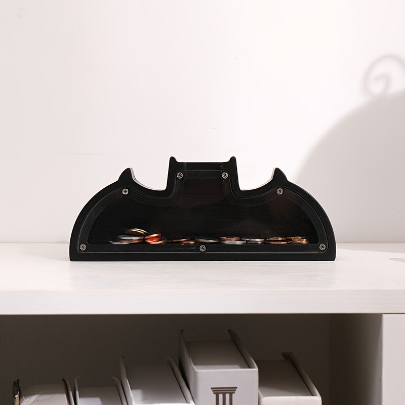 Tirelire chauve-souris en bois, façade acrylique vissée