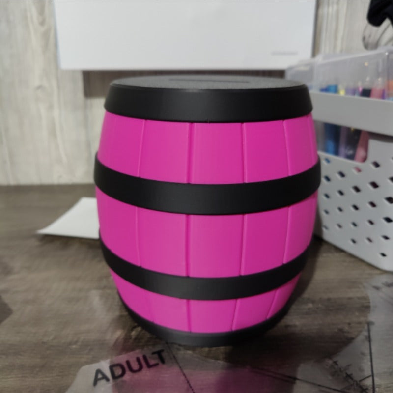 Tirelire tonneau en plastique imprimé en 3D, large