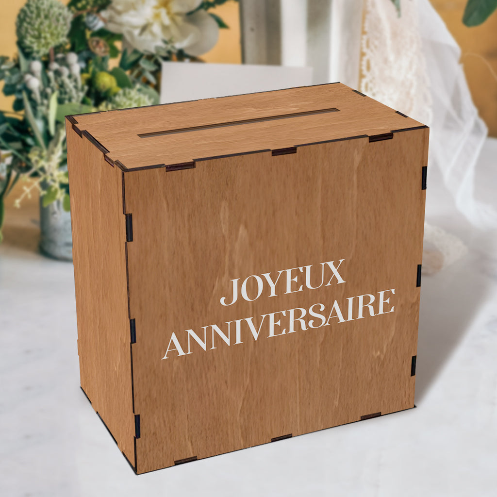Tirelire urne en bois, fente large pour enveloppes