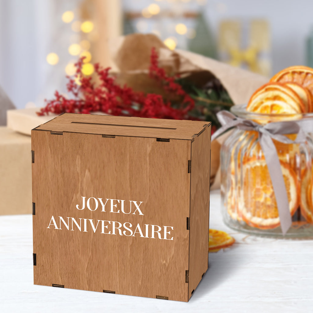 Tirelire urne en bois, fente large pour enveloppes