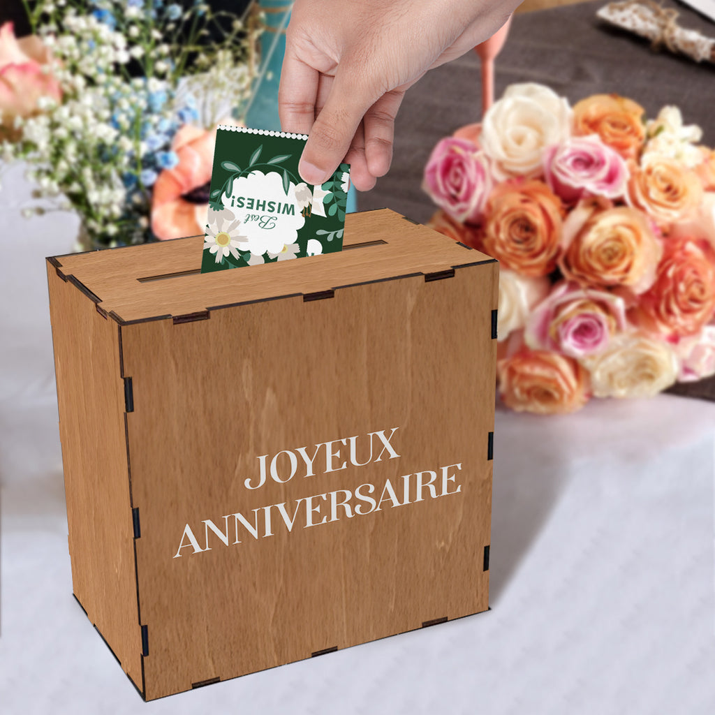 Tirelire urne en bois, fente large pour enveloppes