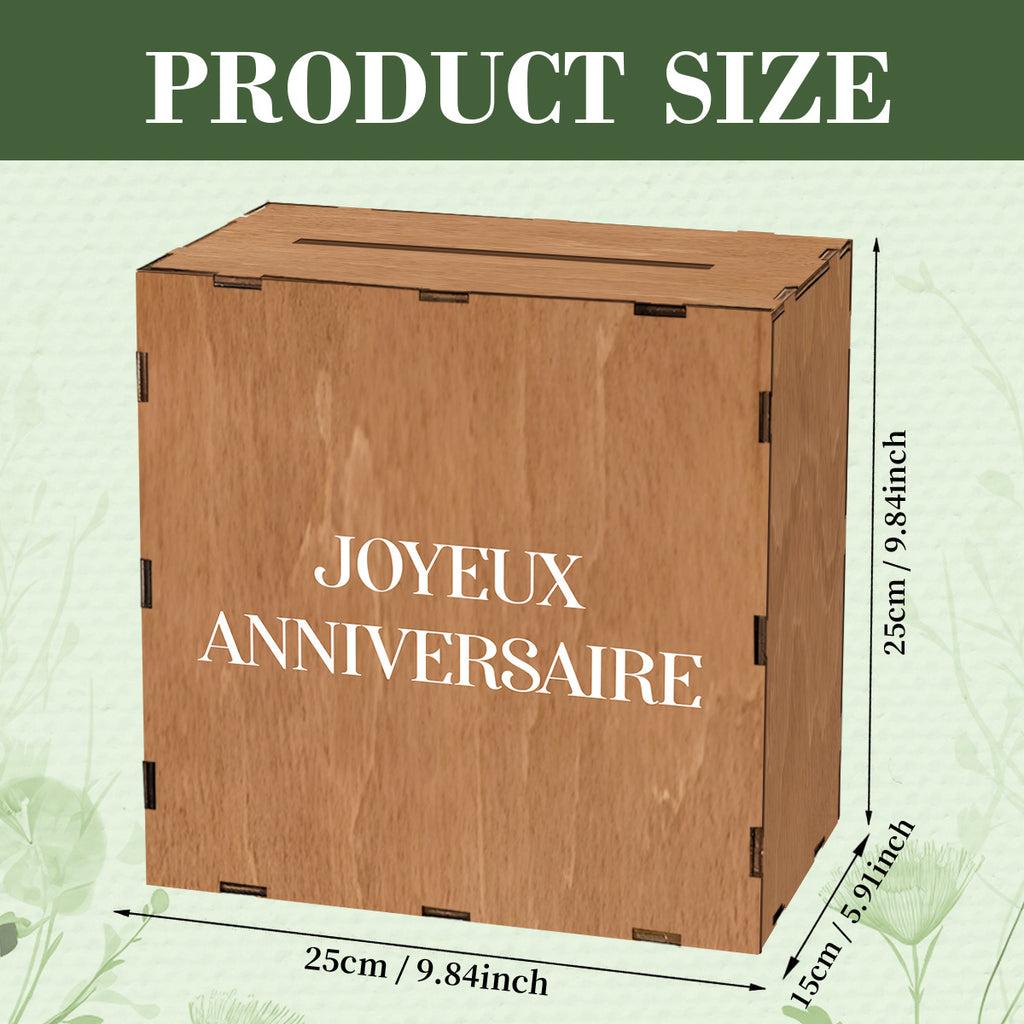 Tirelire urne en bois, fente large pour enveloppes