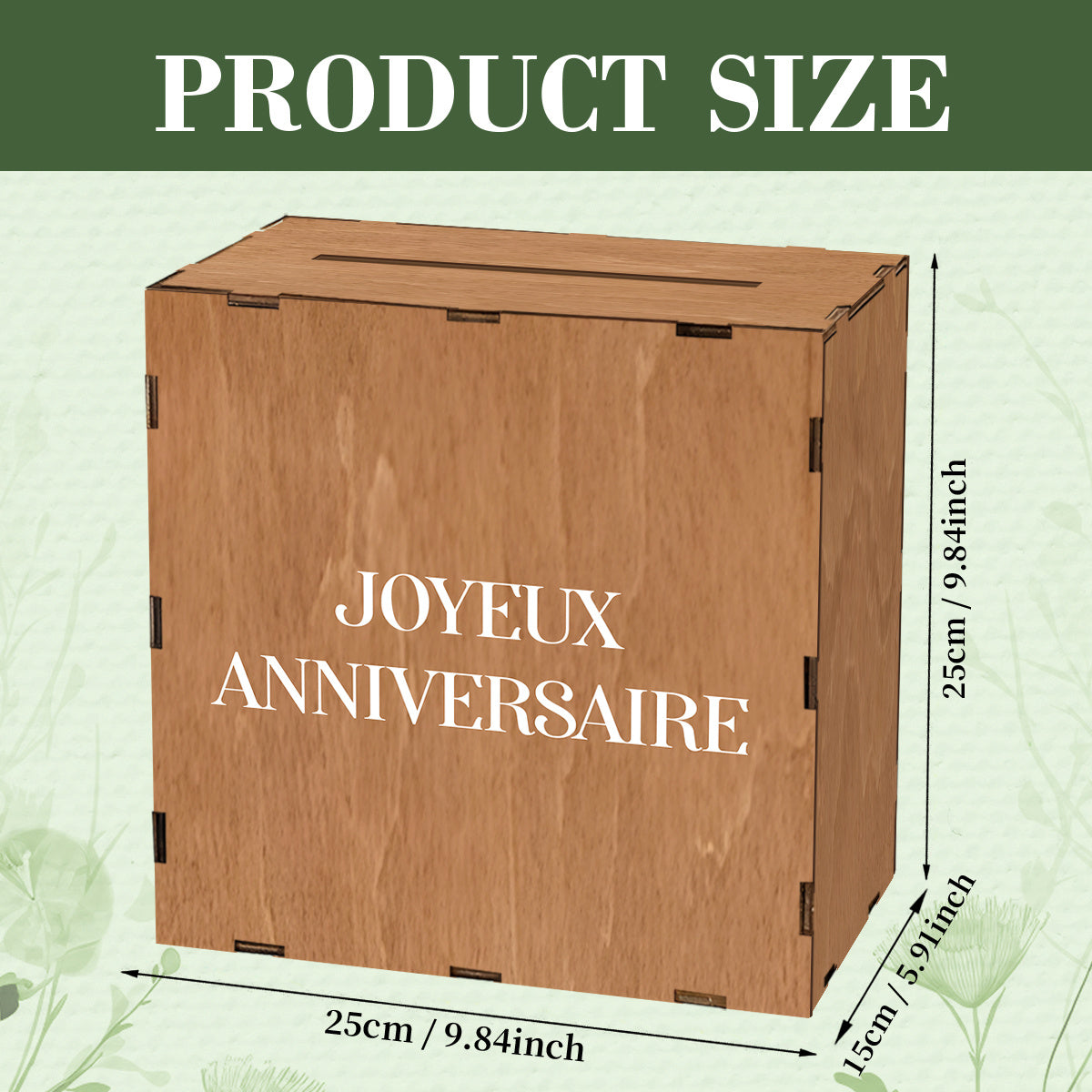Tirelire urne en bois, fente large pour enveloppes