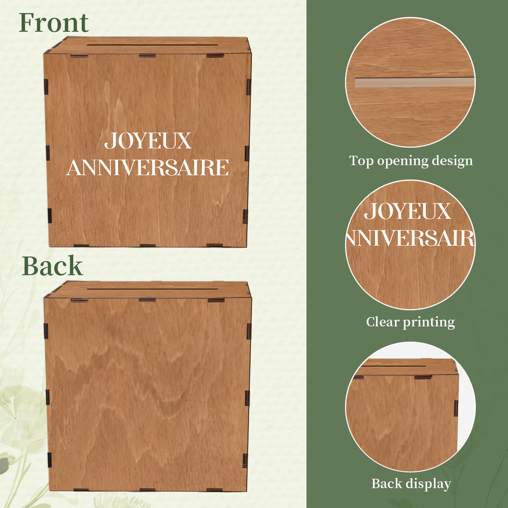 Tirelire urne en bois, fente large pour enveloppes