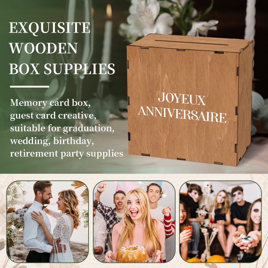 Tirelire urne en bois, fente large pour enveloppes