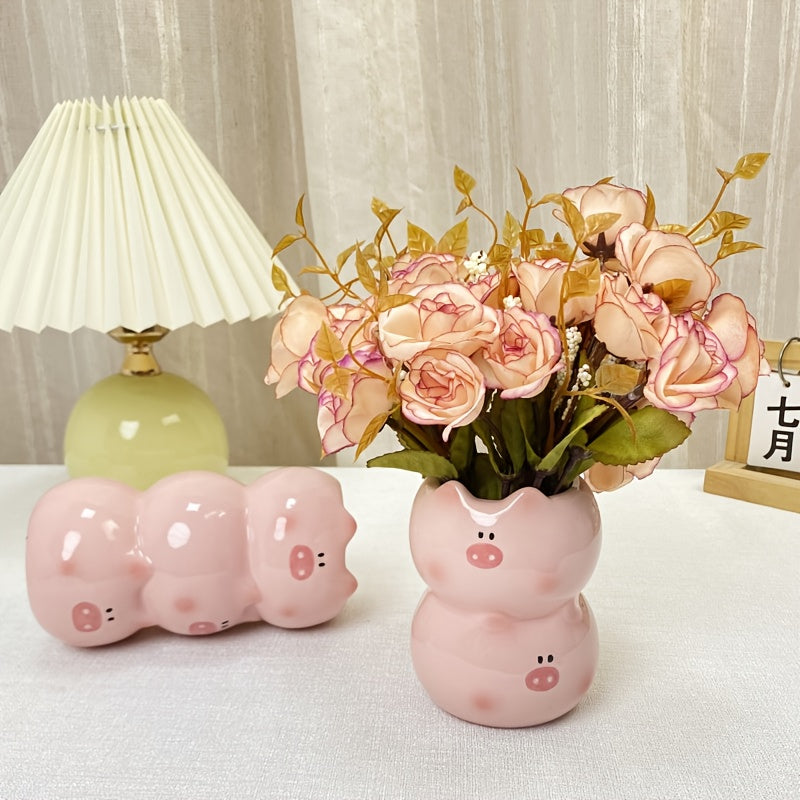 Tirelire vase cochon en céramique, pot ouvert et porte-stylos