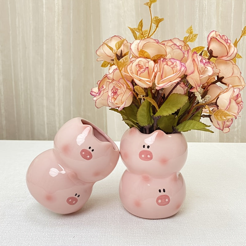 Tirelire vase cochon en céramique, pot ouvert et porte-stylos