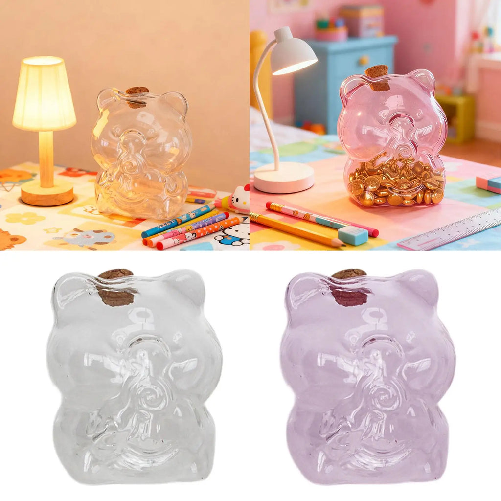 Tirelire en verre transparent, bouchon de liège, lot de 2 à 6