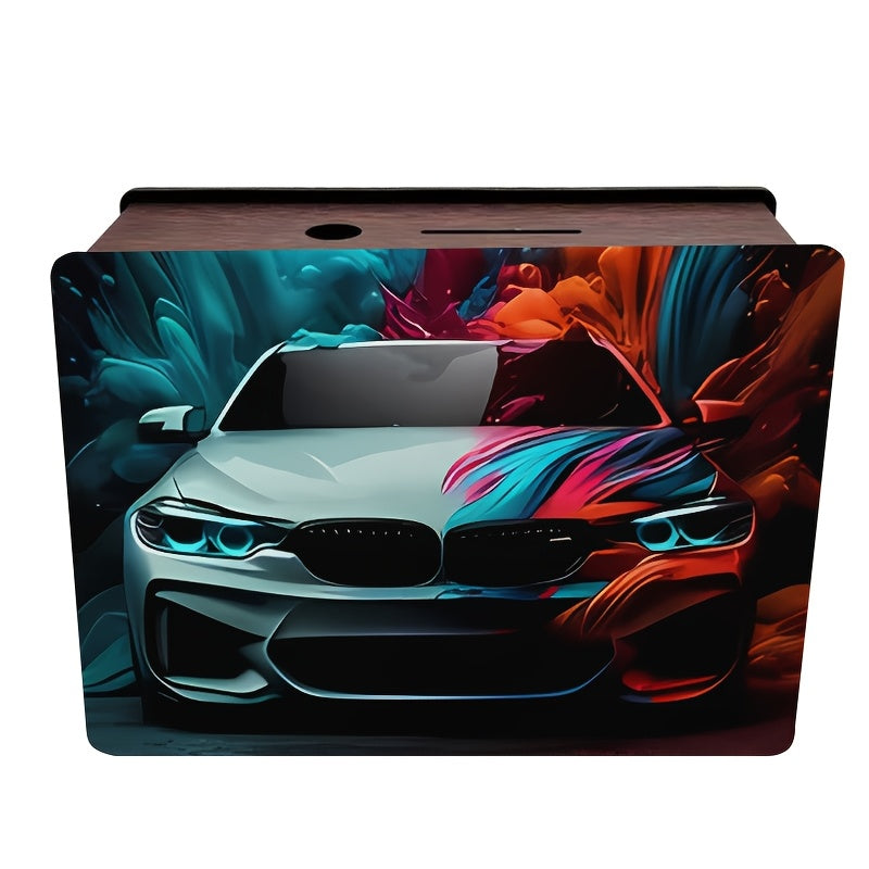 Tirelire voiture en bois, berline, coffret