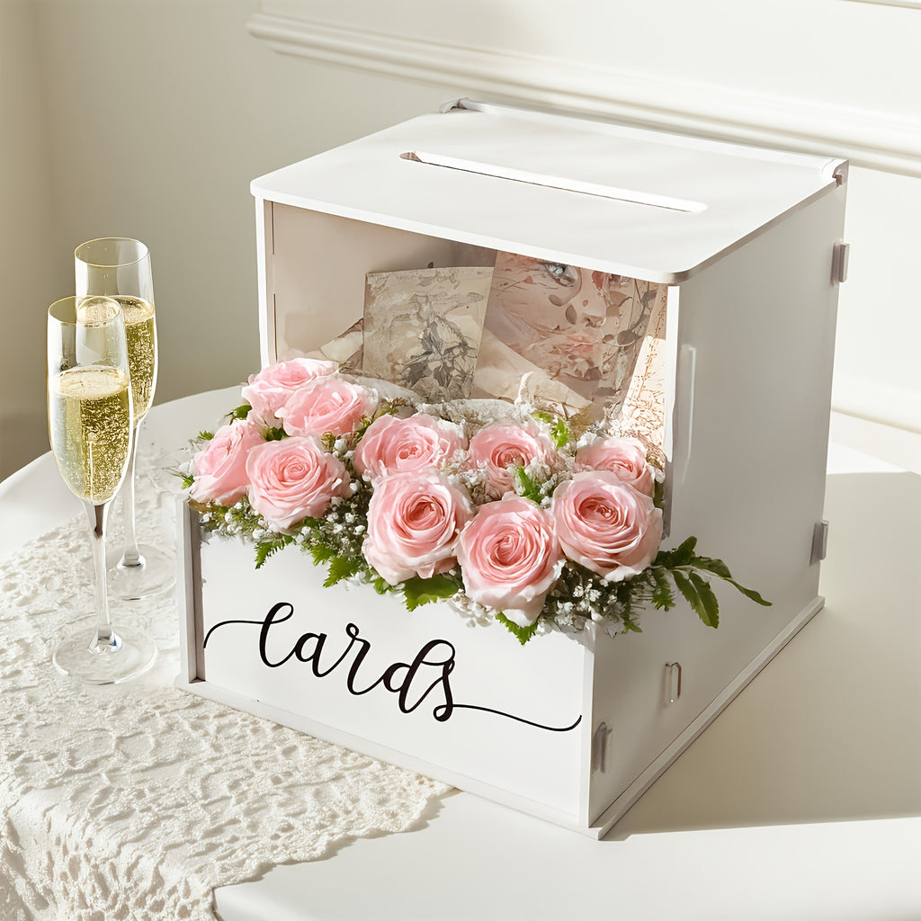 Tirelire urne blanche à fenêtre acrylique et bac à fleurs